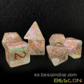 Bescon Iridecent Shimmery Dice Set Bronze-Golden, RPG de 7 dados en embalaje de caja de ladrillos